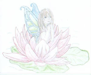 Faerie in a water lily